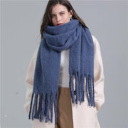 European And American Plus Long Scarf Winter Cashmere Warm All-matching Solid Color Scarf Men And Women Fashion Tassel Scarf New - Deck Em Up