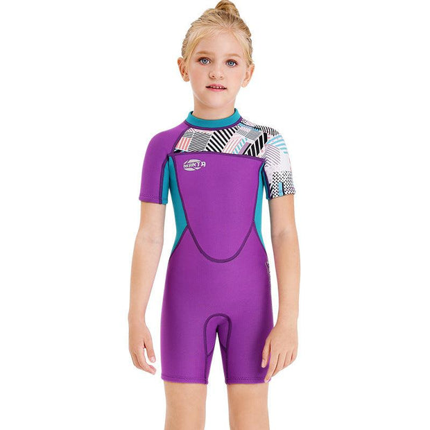 Girls Snorkeling, Surfing, Sunscreen And Cold-Proof Autumn And Winter Short-Sleeved Swimwear - Deck Em Up