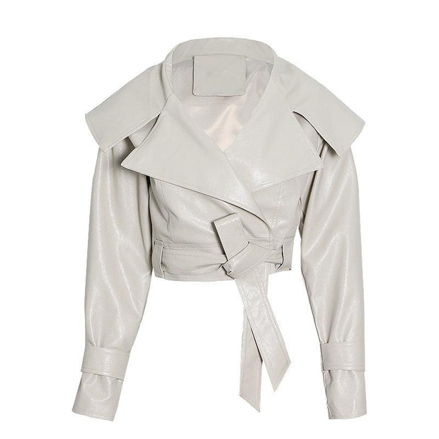 Fashion Motorcycle Pu Leather Coat For Women - Deck Em Up