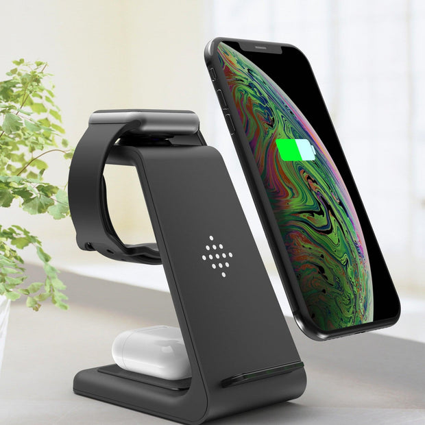 3 In 1 Fast Charging Station Wireless Charger Stand Wireless Quick Charge Dock For Phone Holder - Deck Em Up