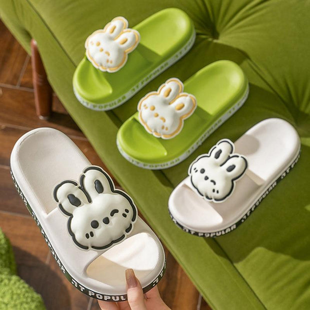 Cute Rabbit Slippers For Women Summer Fashion Letter Garden Shoes Indoor Anti-Slip Floor Bathroom Bathing Home Slipper - Deck Em Up