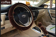 Winter Wool Car Cover Plush Steering Wheel Cover 3 Piece Set - Deck Em Up