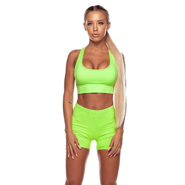 Solid Color Vest Shorts Yoga Clothing Set - Deck Em Up