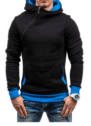Brand Hoodie Oblique Zipper Solid Color Hoodies Men Fashion Tracksuit Male Sweatshirt Hoody Mens - Deck Em Up