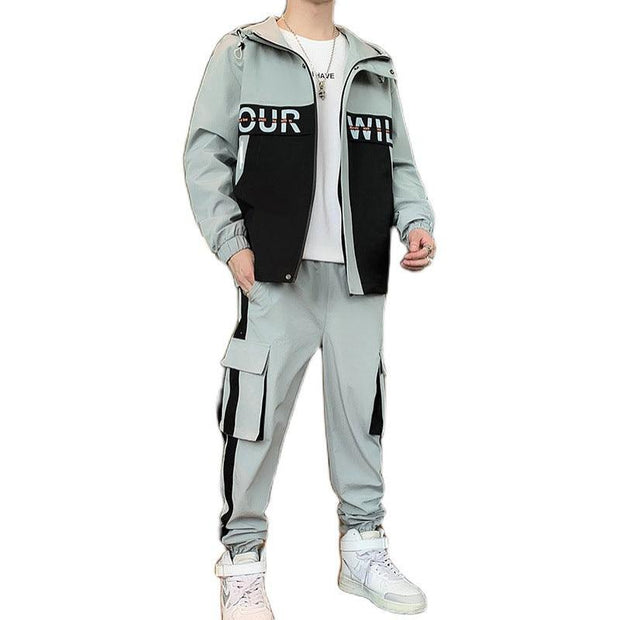 Fashion Men Clothing Jogging Suit Casual Tracksuit 2 Pieces Set Jackets and Pants - Deck Em Up