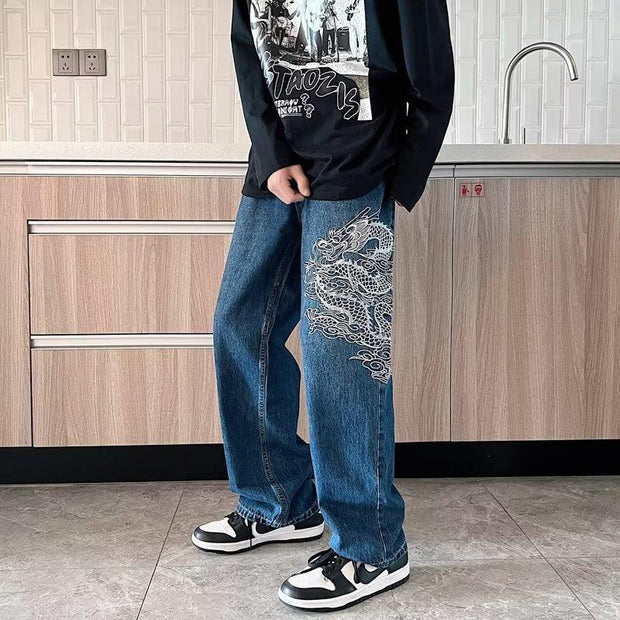 Loose Embroidered Jeans For Men - Deck Em Up