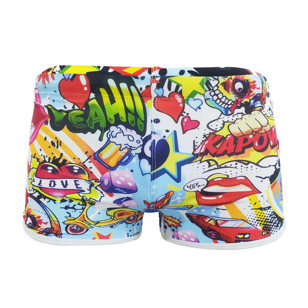 Funny Cartoon Printed Boxer Swimming Trunks Men - Deck Em Up