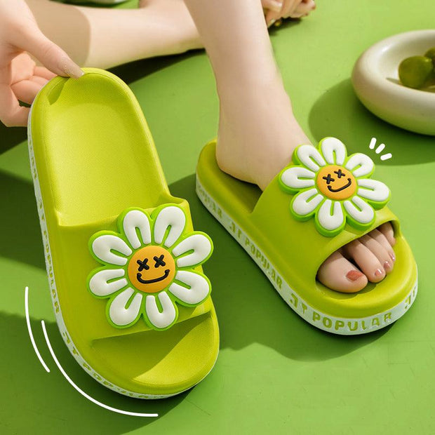 Summer Flower Slippers Women New Fashion Letter Garden Shoes Indoor Anti-Slip Floor Bathroom Bathing Home Slipper - Deck Em Up