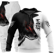 3D Wolf Print Tracksuit Men Sportswear Hooded Sweatsuit Two Piece Outdoors Running Fitness Mens Clothing Jogging Set - Deck Em Up