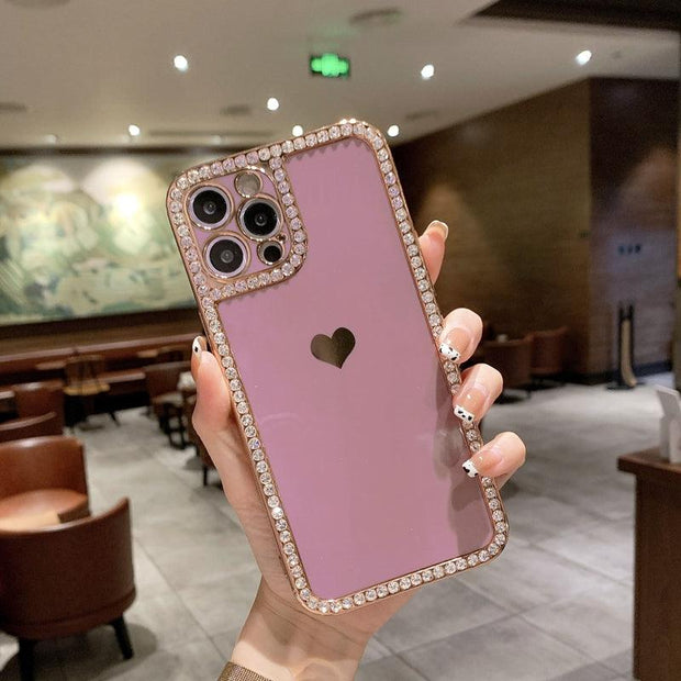 Apple Phone Case Accessories Love Crystal Diamond Edge Electroplating Protective Cover - Deck Em Up