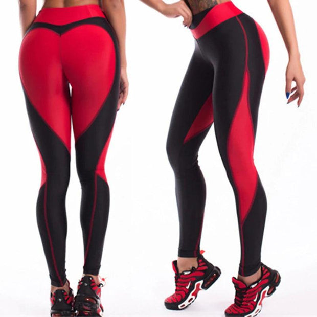 Angel Devil Women Leggings Heart Shape Digital Print Patchwork Fitness Legging Push Up Workout Leggins Pants - Deck Em Up