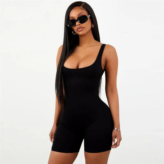 Sexy Women Sleeveless Romper Jumpsuit Bodycon Bodysuit Slim Fit Sports Short Pants Clubwear Backless Biker Shorts Playsuit - Deck Em Up