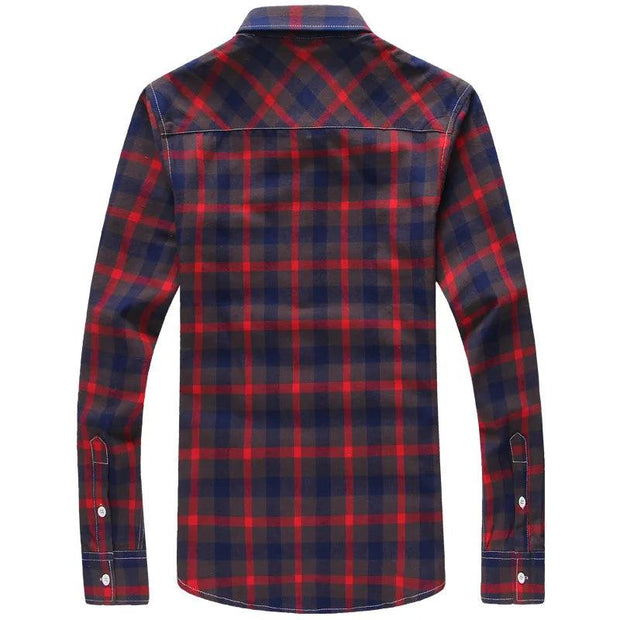 5XL Plaid Shirts Men Checkered Shirt Brand New Fashion Button Down Long Sleeve Casual Shirts Plus Size - Deck Em Up