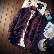 High Quality New Fashion Men's Long Sleeve Shirts Winter Men Plaid Shirt,lattice M-4 XL - Deck Em Up