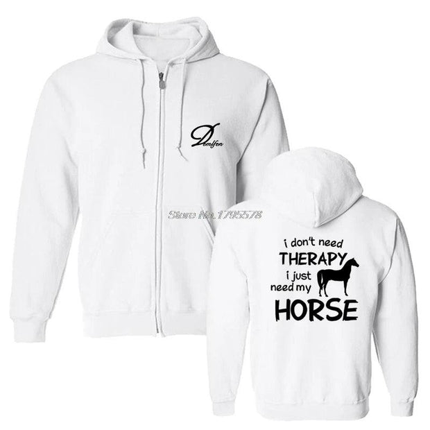 Horse Riding Hoodie I Dont Need Therapy I Just Ride Hoodies Spring Autumn Style Funny Sweatshirt Fleece Cotton Tops Jackets - Deck Em Up