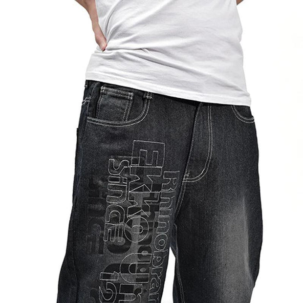 Baggy Jeans Men Denim Pants Loose Streetwear Jeans Hip Hop Casual Skateboard Pants for Men Plus Size Trousers Black S94 - Deck Em Up