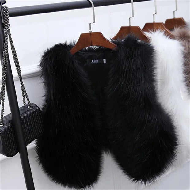 Faux Fur Coat Spring Women New Fashion Casual Coat Slim Sleeveless Faux Fox Fur Vest Winter Short Jacket Casaco Feminino - Deck Em Up