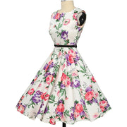 Grace Karin Women Summer Dress Lady Floral Retro Floral Dresses Casual Party Robe Rockabilly Dress Belt Print New Fashion - Deck Em Up