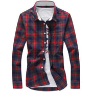 5XL Plaid Shirts Men Checkered Shirt Brand New Fashion Button Down Long Sleeve Casual Shirts Plus Size - Deck Em Up
