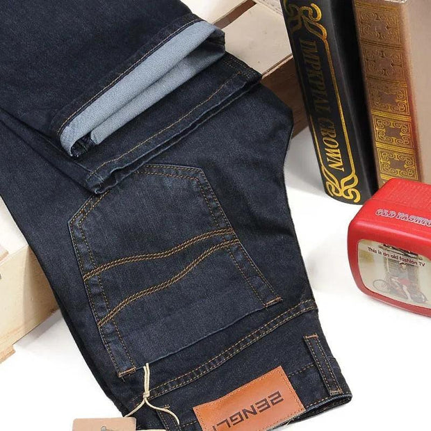 4 Season Men Fashion Jeans Pants Straight Loose Baggy Harem Denim Pants Casual Cotton Trousers Wide Leg Blue Plus Size 28-48 - Deck Em Up