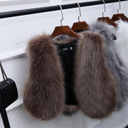 Faux Fur Coat Spring Women New Fashion Casual Coat Slim Sleeveless Faux Fox Fur Vest Winter Short Jacket Casaco Feminino - Deck Em Up