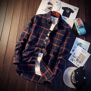 High Quality New Fashion Men's Long Sleeve Shirts Winter Men Plaid Shirt,lattice M-4 XL - Deck Em Up