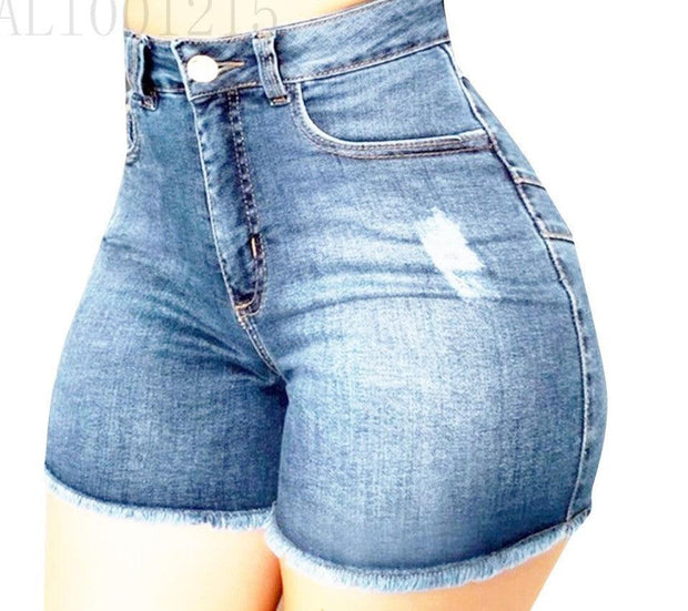 Stretch Slim Fit Ripped Tassel Denim Shorts For Women - Deck Em Up