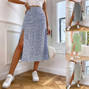 European And American Floral Split A- Line Sheath Mid-waist Dress Skirt - Deck Em Up