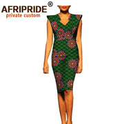 African Summer Women Dress AFRIPRIDE Fashion Short Batwing Sleeve V-Neck Knee-length Casual Cotton Dress for Women A7225121 - Deck Em Up