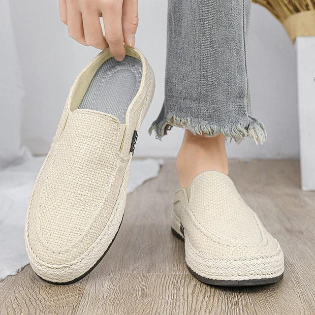 Men Half Slippers Fashion Mesh Breathable Men Outdoor Hard-Wearing Casual Shoes Soft Slip-On Footwear All-Match Flats Men Shoes - Deck Em Up