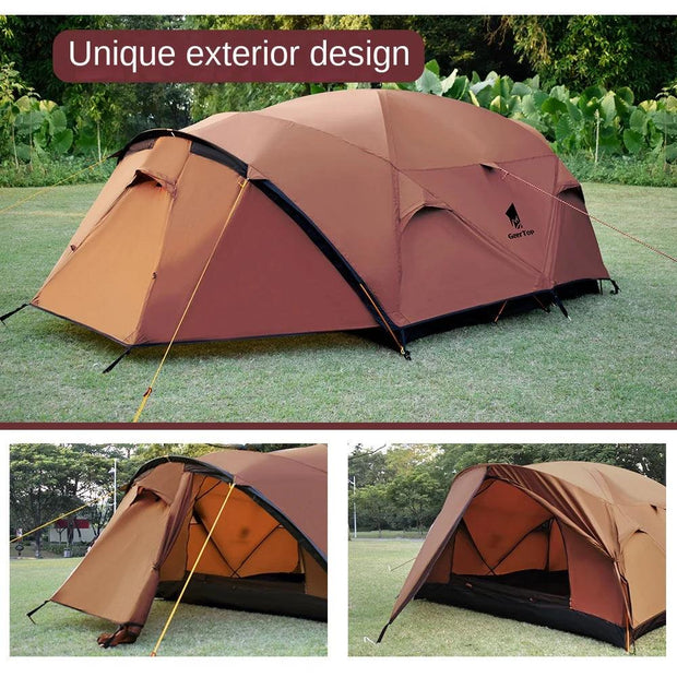 WOLFACE Outdoor Tent Building Family Double-layer Tent Beach Hiking Camping Equipment Large Tunnel Tent Rainproof Camping Tent - Deck Em Up