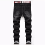 Men's Biker Jeans Pants Light Ripped Moto Denim Man Pleated Scratched Motorcycle Slim Jean Trousers - Deck Em Up