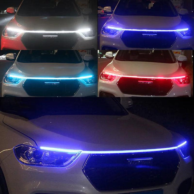 LED Car Daytime Running Light DRL With Turn Signal Lamp Car Hood Decorative Light Strip With Start Scan Meteor Dynamic 12V New - Deck Em Up