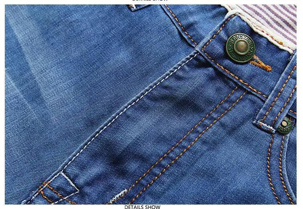 Summer Thin Denim Shorts For Men Good Quality Shorts Jeans Men Cotton Solid Straight Jeans Shorts Male Blue Casual Jeans Size 40 - Deck Em Up