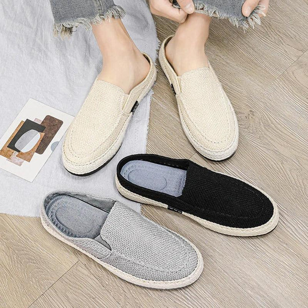 Men Half Slippers Fashion Mesh Breathable Men Outdoor Hard-Wearing Casual Shoes Soft Slip-On Footwear All-Match Flats Men Shoes - Deck Em Up