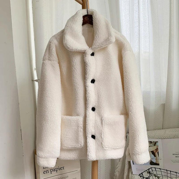 Winter Thicken Warm Teddy Fur Jacket Coat Women Casual Fashion Lamb Faux Fur Overcoat Fluffy Cozy Loose Outerwear Female - Deck Em Up