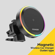 Essager RGB Magnetic Car Phone Holder Qi 15W Wireless Charger Car For iPhone 14 13 Pro Max Samsung Phone Holder Stand - Deck Em Up