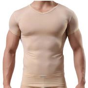 Super Thin Muscle Men's Cool Summer Casual Fitness V-Neck Short T-Shirts Modal Cotton Obesity Man T-Shirt - Deck Em Up