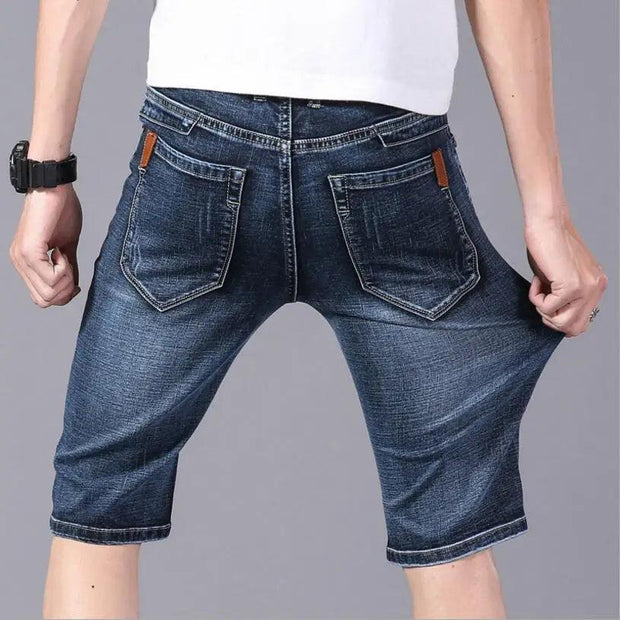 Summer Thin Denim Shorts For Men Good Quality Shorts Jeans Men Cotton Solid Straight Jeans Shorts Male Blue Casual Jeans Size 40 - Deck Em Up