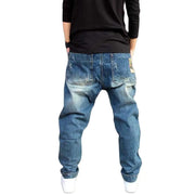 Mens Jeans Casual Joggers Plus Size Hip Hop Harem Denim Pants Camouflage Patchwork Quality Trousers Blue Color Male Clothes - Deck Em Up