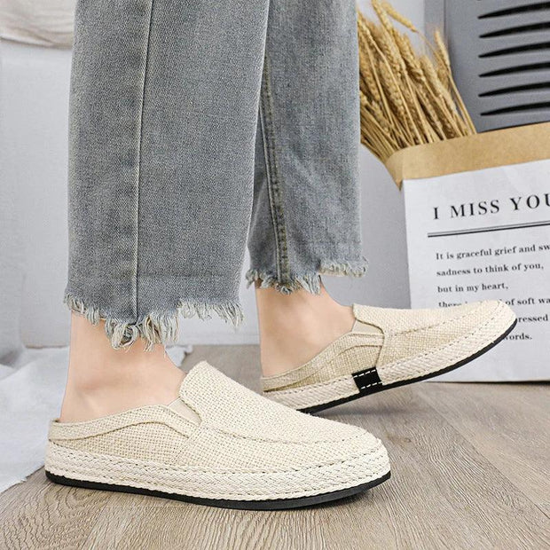 Men Half Slippers Fashion Mesh Breathable Men Outdoor Hard-Wearing Casual Shoes Soft Slip-On Footwear All-Match Flats Men Shoes - Deck Em Up