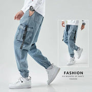 Men Joggers Cargo Denim Pants Baggy Harem Japanese Streetwear Styke Male Ankle Harajuku Casual Hip Hop Jeans Trousers Men - Deck Em Up