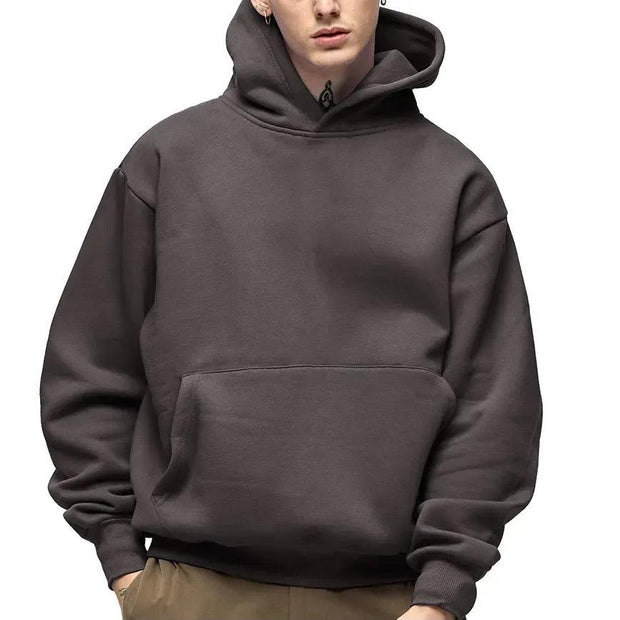 500GSM Heavy Weight Fashion Men's Hoodies New Autumn Winter Casual Thick Cotton Men's Top Solid Color Hoodies Sweatshirt Male - Deck Em Up