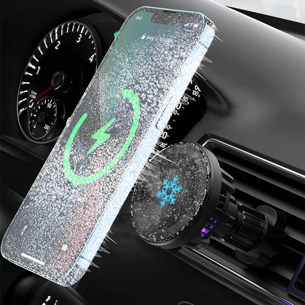 Car Macsafe Wireless Charger Cooling Car Magnetic Charger Phone Holder for iPhone 15 Pro 14 13 12 Car Air Vent Magsafe Charger - Deck Em Up