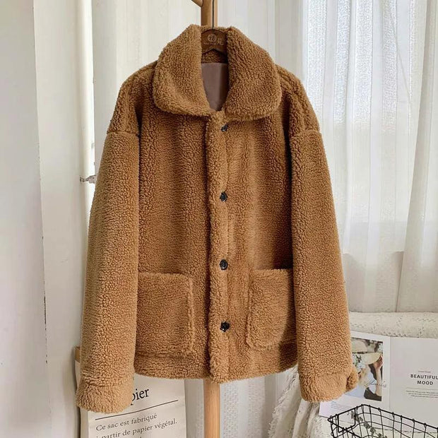 Winter Thicken Warm Teddy Fur Jacket Coat Women Casual Fashion Lamb Faux Fur Overcoat Fluffy Cozy Loose Outerwear Female - Deck Em Up