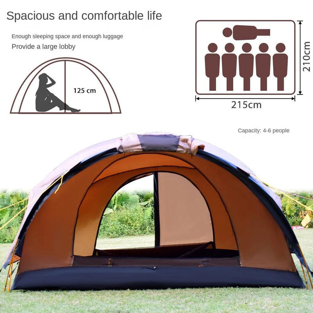 WOLFACE Outdoor Tent Building Family Double-layer Tent Beach Hiking Camping Equipment Large Tunnel Tent Rainproof Camping Tent - Deck Em Up