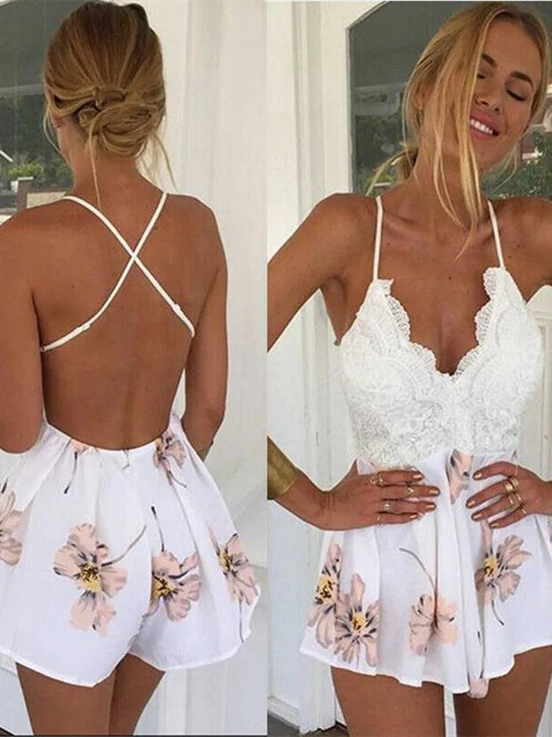 Holiday Summer Ladies Sexy V-Neck Sleeveless Jumpsuit Women Backless Bodycon Party Playsuit Fashion Casual Jumpsuit Romper - Deck Em Up