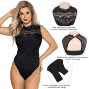 Ohyeahlady Sexy Sleeveless Clothes Body Mujer Encaje Woman Body Tops Turtleneck Bodysuit Streetwear Lace Bodysuit Crotch Open - Deck Em Up