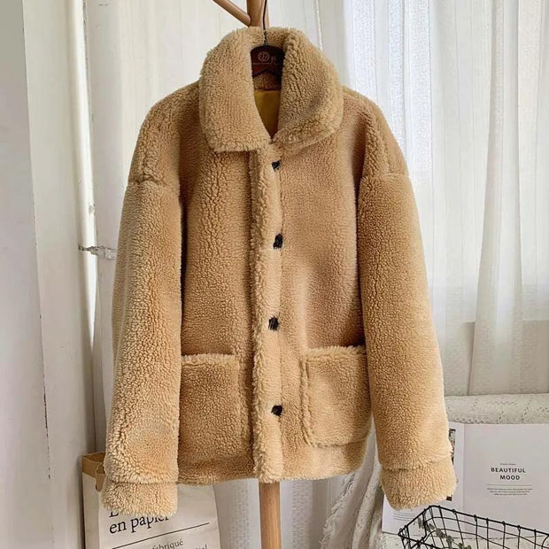 Winter Thicken Warm Teddy Fur Jacket Coat Women Casual Fashion Lamb Faux Fur Overcoat Fluffy Cozy Loose Outerwear Female - Deck Em Up