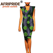 African Summer Women Dress AFRIPRIDE Fashion Short Batwing Sleeve V-Neck Knee-length Casual Cotton Dress for Women A7225121 - Deck Em Up